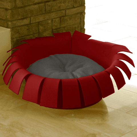 Orthopedic Cat Bed By Pet Interiors- Red Felt Crown - Pets Own Us - Pet Interiors - United Kingdom