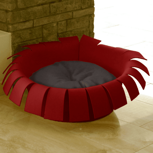 Orthopedic Cat Bed By Pet Interiors- Red Felt Crown - Pets Own Us - Pet Interiors - United Kingdom