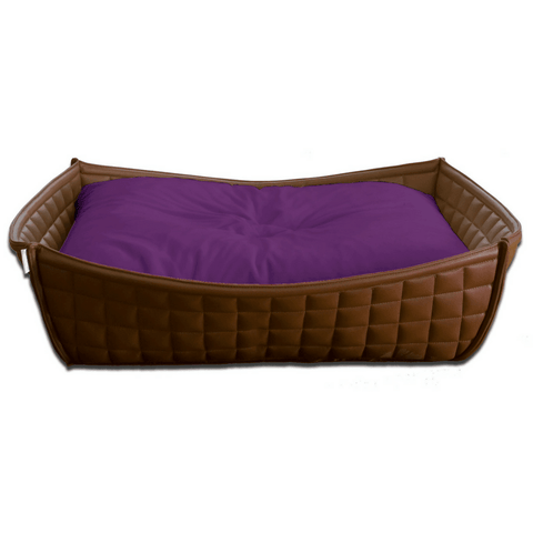 Orthopedic Dog Bed By Pet Interiors- Brown Leather Bowl - Pets Own Us - Pet Interiors - United Kingdom