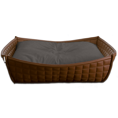 Orthopedic Dog Bed By Pet Interiors- Brown Leather Bowl - Pets Own Us - Pet Interiors - United Kingdom