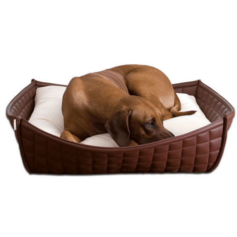 Orthopedic Dog Bed By Pet Interiors- Brown Leather Bowl - Pets Own Us - Pet Interiors - United Kingdom