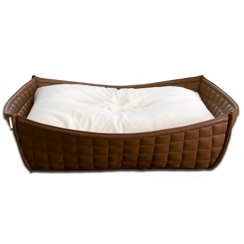 Orthopedic Dog Bed By Pet Interiors- Brown Leather Bowl - Pets Own Us - Pet Interiors - United Kingdom