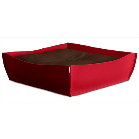 Orthopedic Pet Bed By Pet Interiors - Red Felt Bowl - Pets Own Us - Pet Interiors - United Kingdom