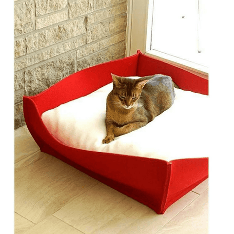Orthopedic Pet Bed By Pet Interiors - Red Felt Bowl - Pets Own Us - Pet Interiors - United Kingdom