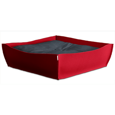 Orthopedic Pet Bed By Pet Interiors - Red Felt Bowl - Pets Own Us - Pet Interiors - United Kingdom