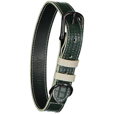 Paris Croc Dog Collar by Baker & Bray - Green/Stone - Pets Own Us - Baker & Bray - BB-41-01-03-XS United Kingdom