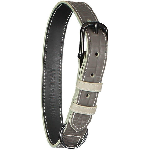 Paris Croc Dog Collar by Baker & Bray - Grey/Stone - Pets Own Us - Baker & Bray - '-XS United Kingdom