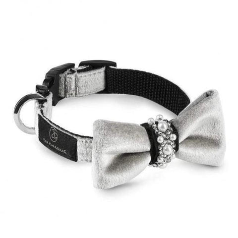Pearls Bowtie by Oh Charlie - Beige/Silver - Pets Own Us - Oh Charlie - United Kingdom