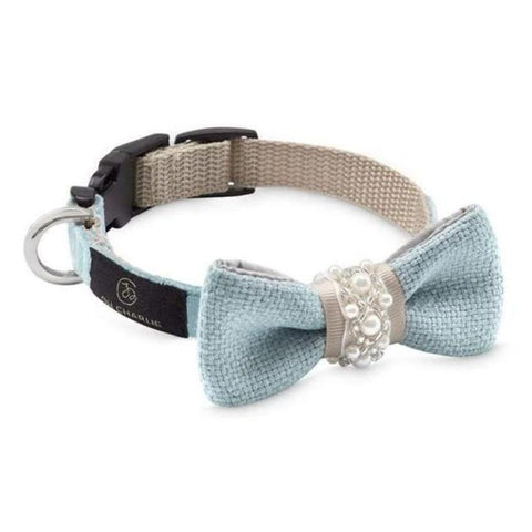 Pearls Bowtie by Oh Charlie - Celeste & Beige - Pets Own Us - Oh Charlie - United Kingdom