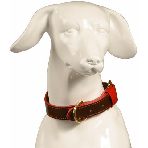 Pimlico Dog Collar by Baker & Bray - Chocolate/Red - Pets Own Us - Baker & Bray - BB-41-01-12-XS United Kingdom