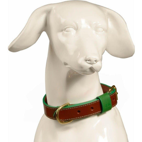 Pimlico Dog Collar by Baker & Bray - Tan/Green - Pets Own Us - Baker & Bray - BB-41-01-11-XS United Kingdom