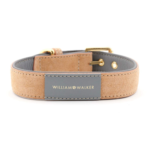 Suede Leather Dog Collar by William Walker - Coral X Sea Salt - Pets Own Us - William Walker - 110031 United Kingdom