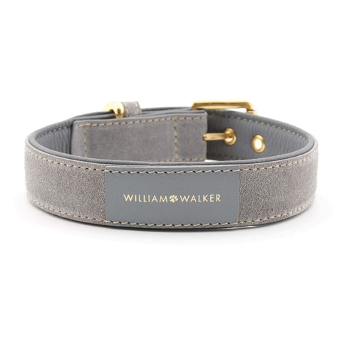 Suede Leather Dog Collar by William Walker - Sea Salt - Pets Own Us - William Walker - 110041 United Kingdom